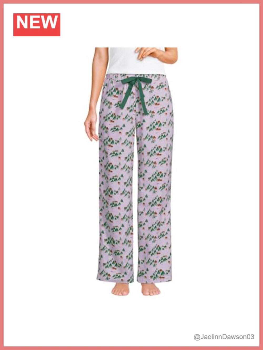 100% Cotton Flannel Pajama Pants Wide Leg Elastic Waist Women's Sleepwear